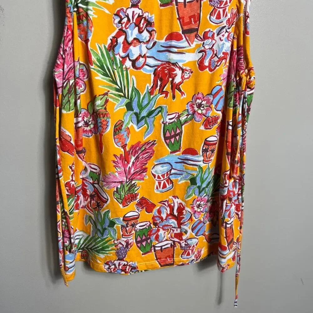 Zara Tropical Floral Cut Out Short Sleeve T-Shirt Dress Vacation Beach Medium - Picture 5 of 9